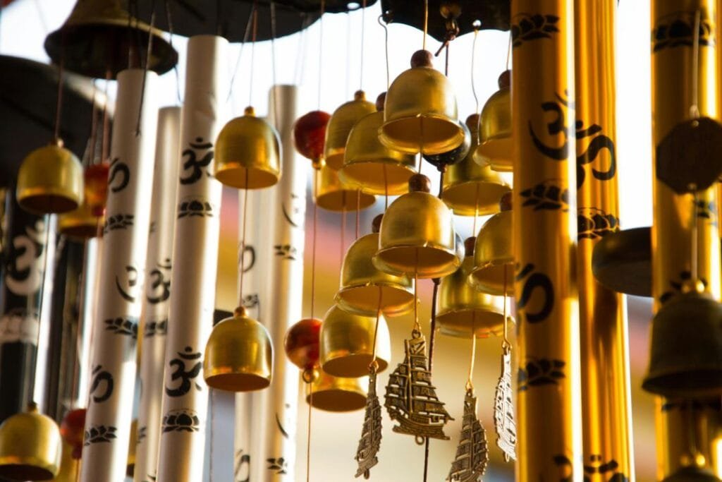 Sound healing, chimes in a temple Sound healing, chimes in a temple