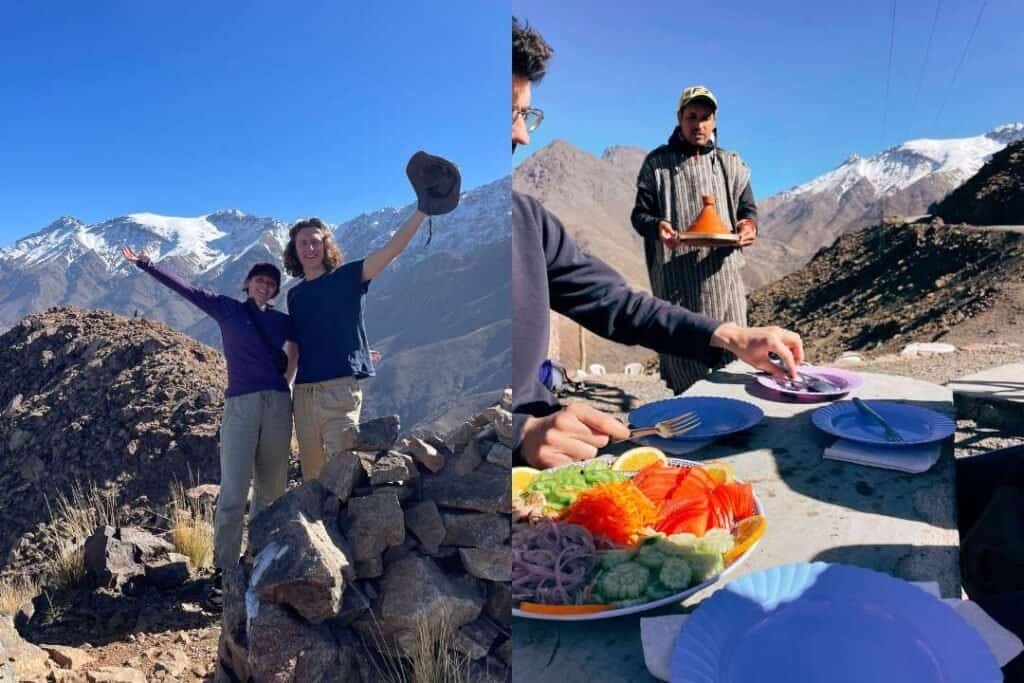 Adventurous travelers enjoying mountain scenery at Barefoot Backpackers in the Himalayas, capturing the spirit of trekking and backpacking adventures.