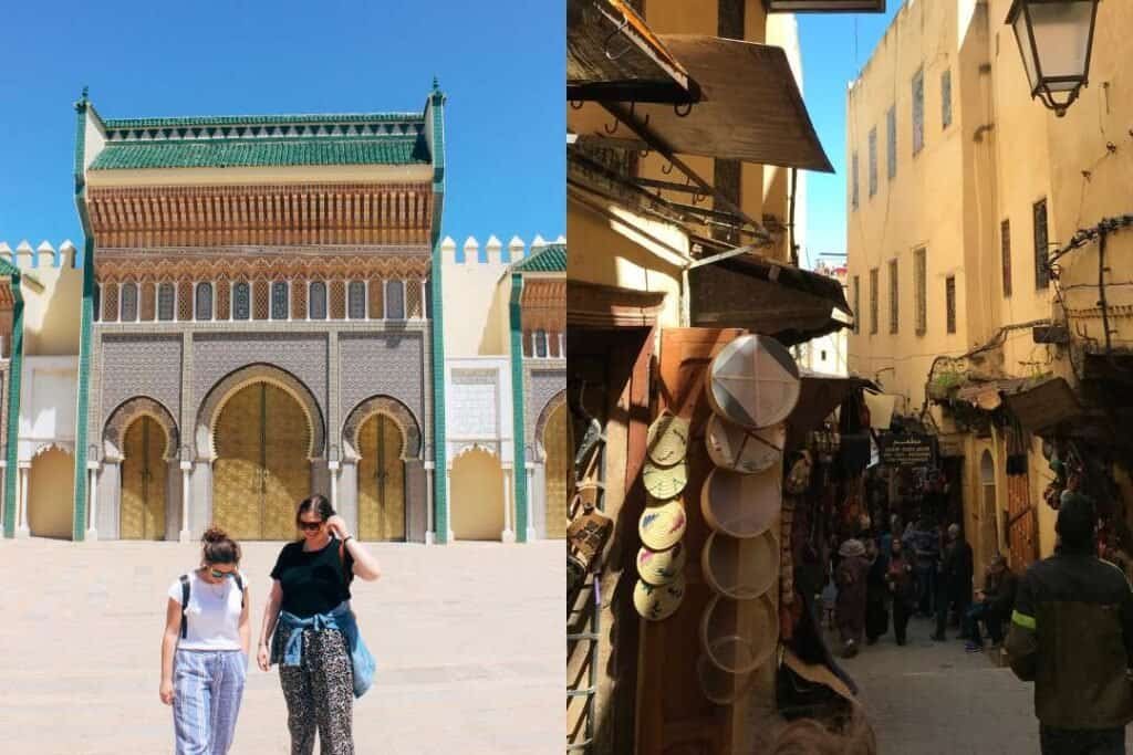 Traditional Moroccan architecture with intricate tile work and ornate doors.