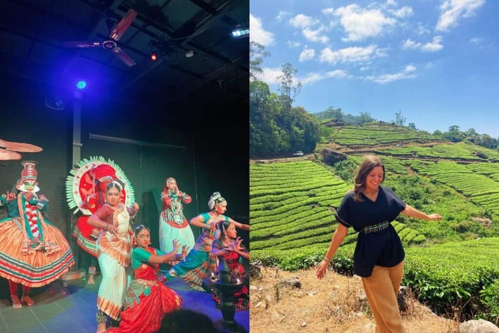 Munnar Traditional Indian dance performance on stage with vibrant costumes and expressive movements.