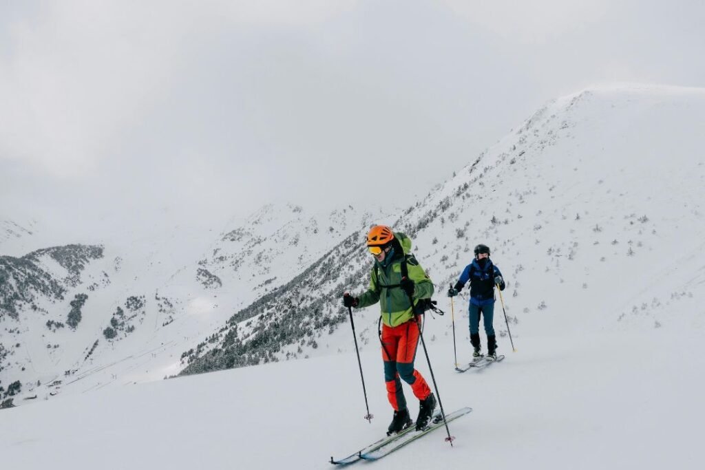 Skiing with backpacks