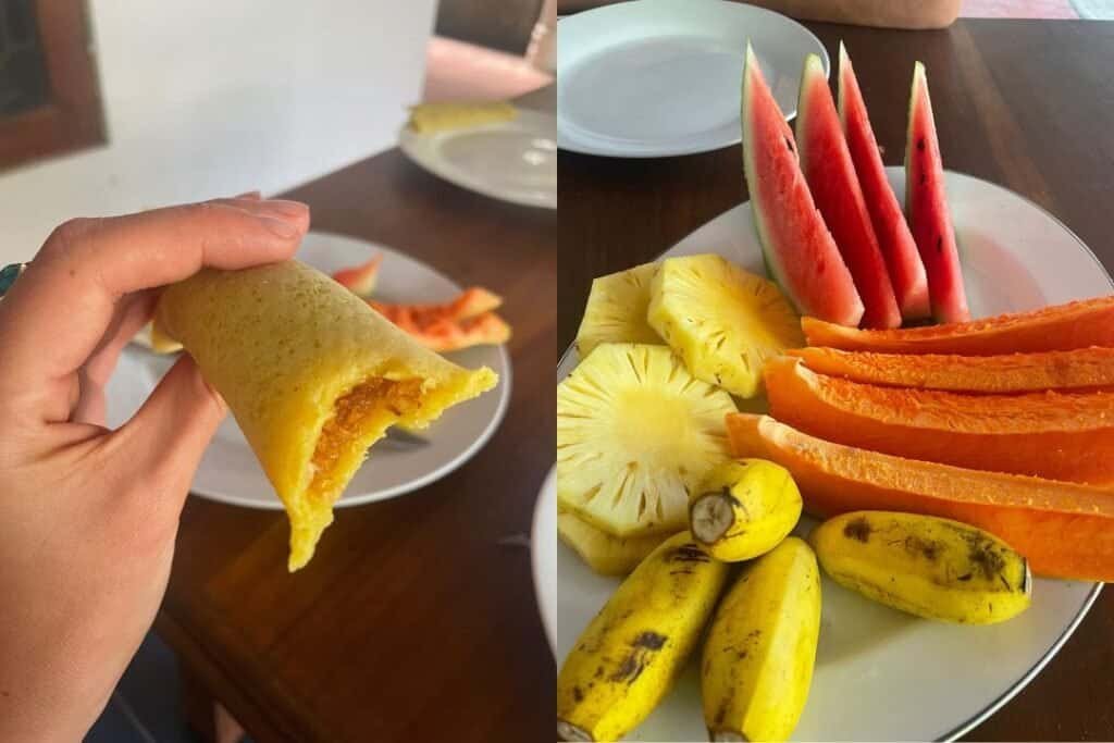 Fresh tropical fruits and a delicious snack at barefoot backpackers in Bali, Indonesia, showcasing local flavors and vibrant produce for travelers seeking authentic Indonesian experiences.