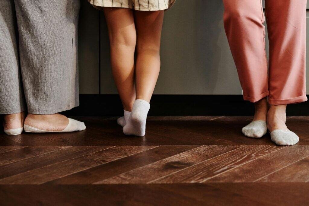 Everyone wearing 100% Linen Socks , enjoying a mindful moment together.