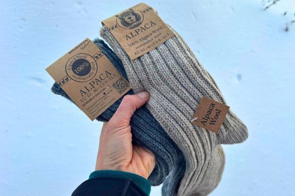 Soft, sustainable alpaca wool socks for cozy, eco-conscious winter adventures. Perfect for mindful travelers seeking warmth and comfort in nature.