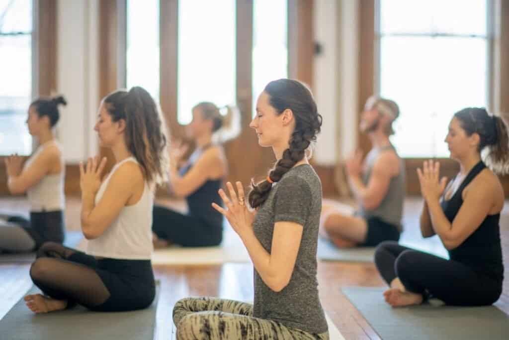 Yoga on hot yoga mats