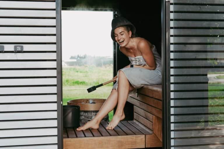 Interior view of a sauna.