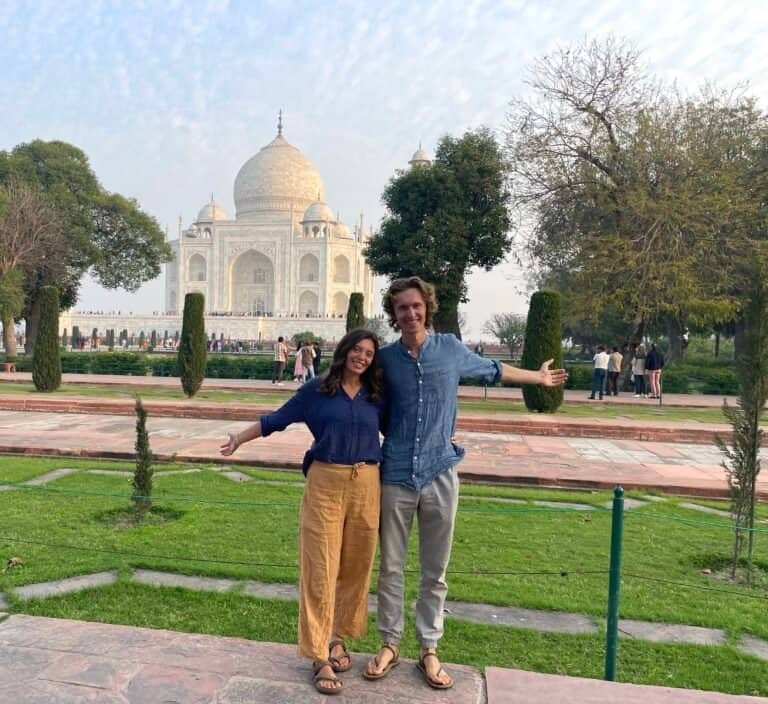 Ellen and Greg at the Taj Mahal in Agra, India