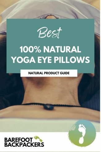 100% natural yoga eye pillow lying on a person's face for relaxation.