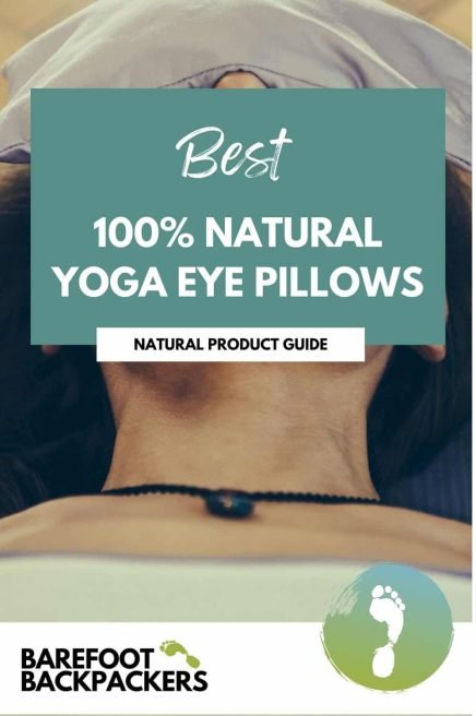 100% natural yoga eye pillow lying on a person's face for relaxation.