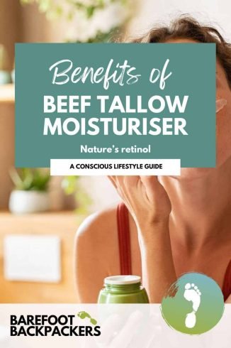 Soothing image promoting natural skincare with a focus on the benefits of beef tallow moisturizer, ideal for eco-conscious travelers and those seeking organic, sustainable beauty solutions.