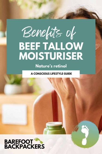 Soothing image promoting natural skincare with a focus on the benefits of beef tallow moisturizer, ideal for eco-conscious travelers and those seeking organic, sustainable beauty solutions.