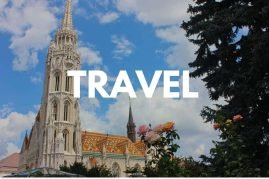 Historic town square visited by backpackers during slow travel