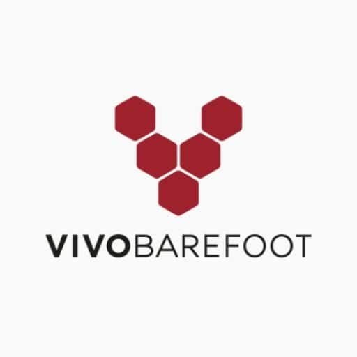 Vivo Barefoot logo featuring interconnected red hexagons and minimalist text for barefoot shoes and minimalist footwear enthusiasts seeking comfort and natural movement.