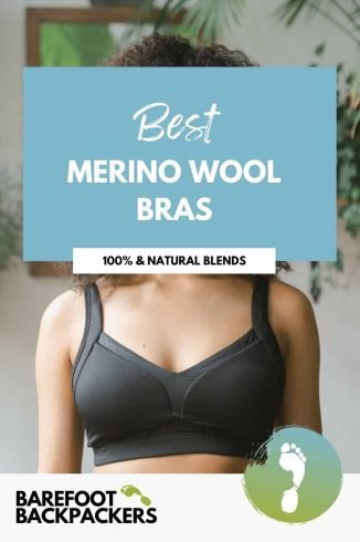 Soft merino wool bra on a mindful traveler, emphasizing sustainable natural materials for eco-conscious, grounded lifestyle choices.