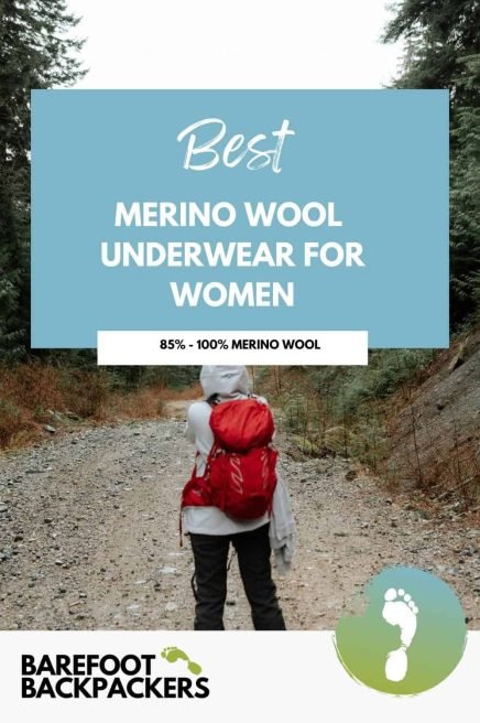 Merino wool women's underwear in outdoor forest setting, highlighting sustainable and comfortable travel essentials.