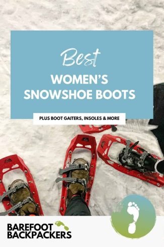 Comfortable women's snowshoe boots with gaiters, insoles, and eco-friendly features for sustainable winter adventures.