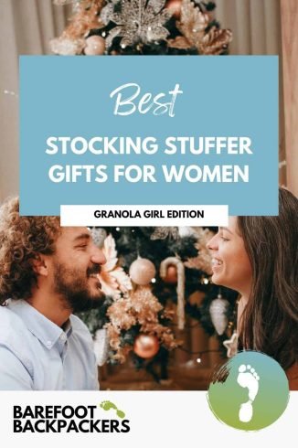 1. Festive holiday scene featuring a couple smiling in front of a decorated Christmas tree, promoting thoughtful gift ideas.